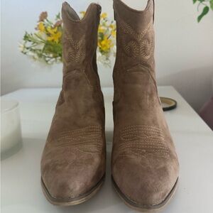 Altar'd State Tan Suede Ankle Booties